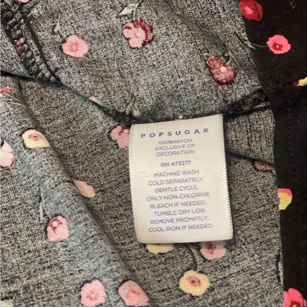 Popsugar Women Floral Babydoll Blouse Long Sleeve Black Sz XXL Fairy Boho Flowy - Picture 8 of 10